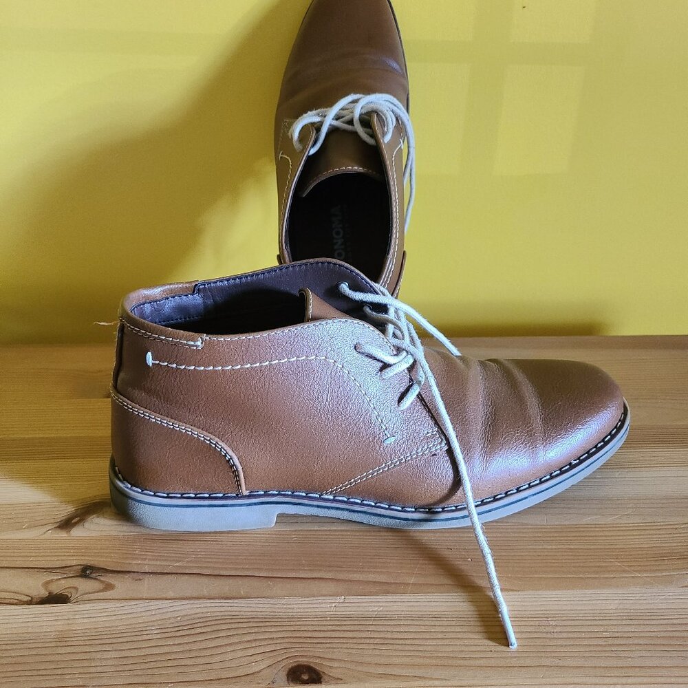 Sonoma Vitalize Men' Brown Boots Cap Toe Business Casual Dress Size 9 M